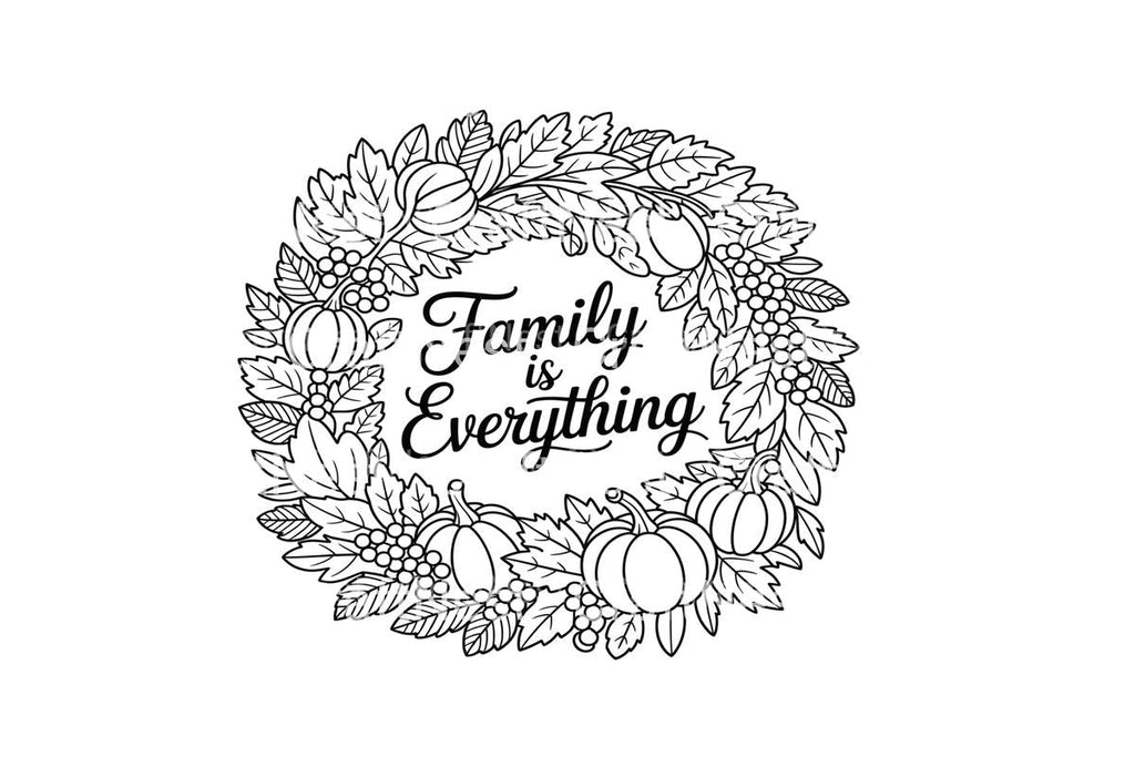 Family Is Everything Autumn Wreath Coloring Books