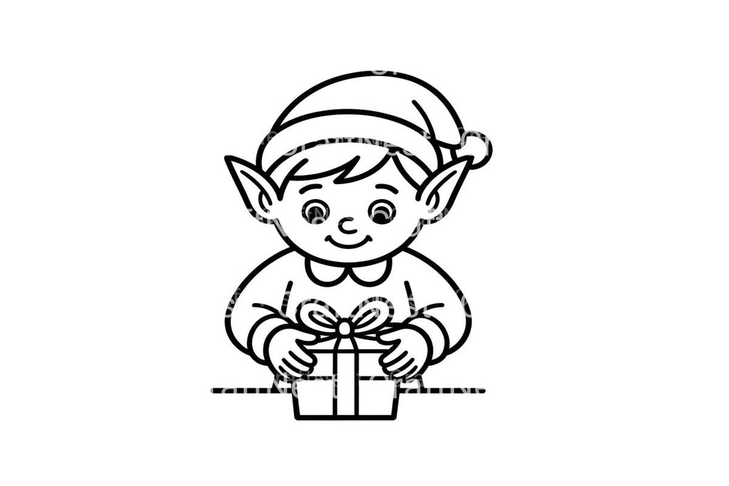 Cute Christmas Elf Gift Coloring Books