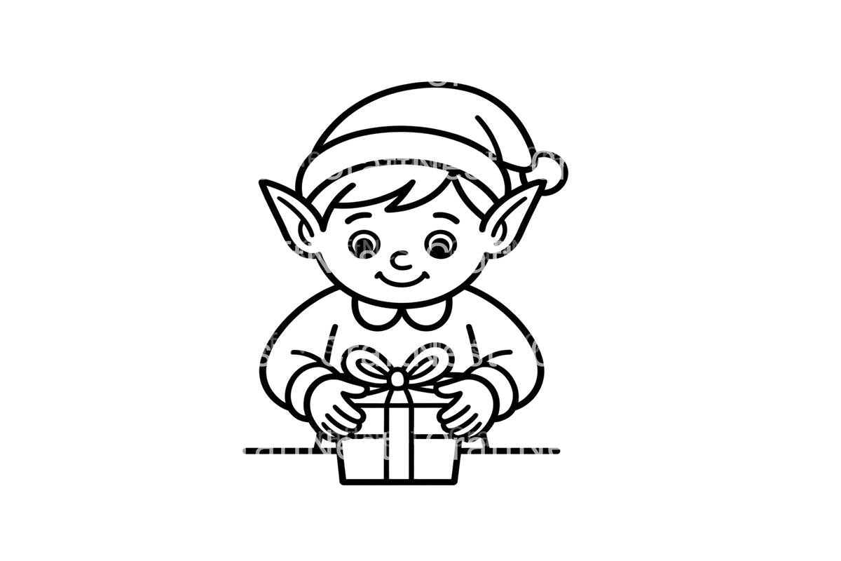Cute Christmas Elf Gift Coloring Books