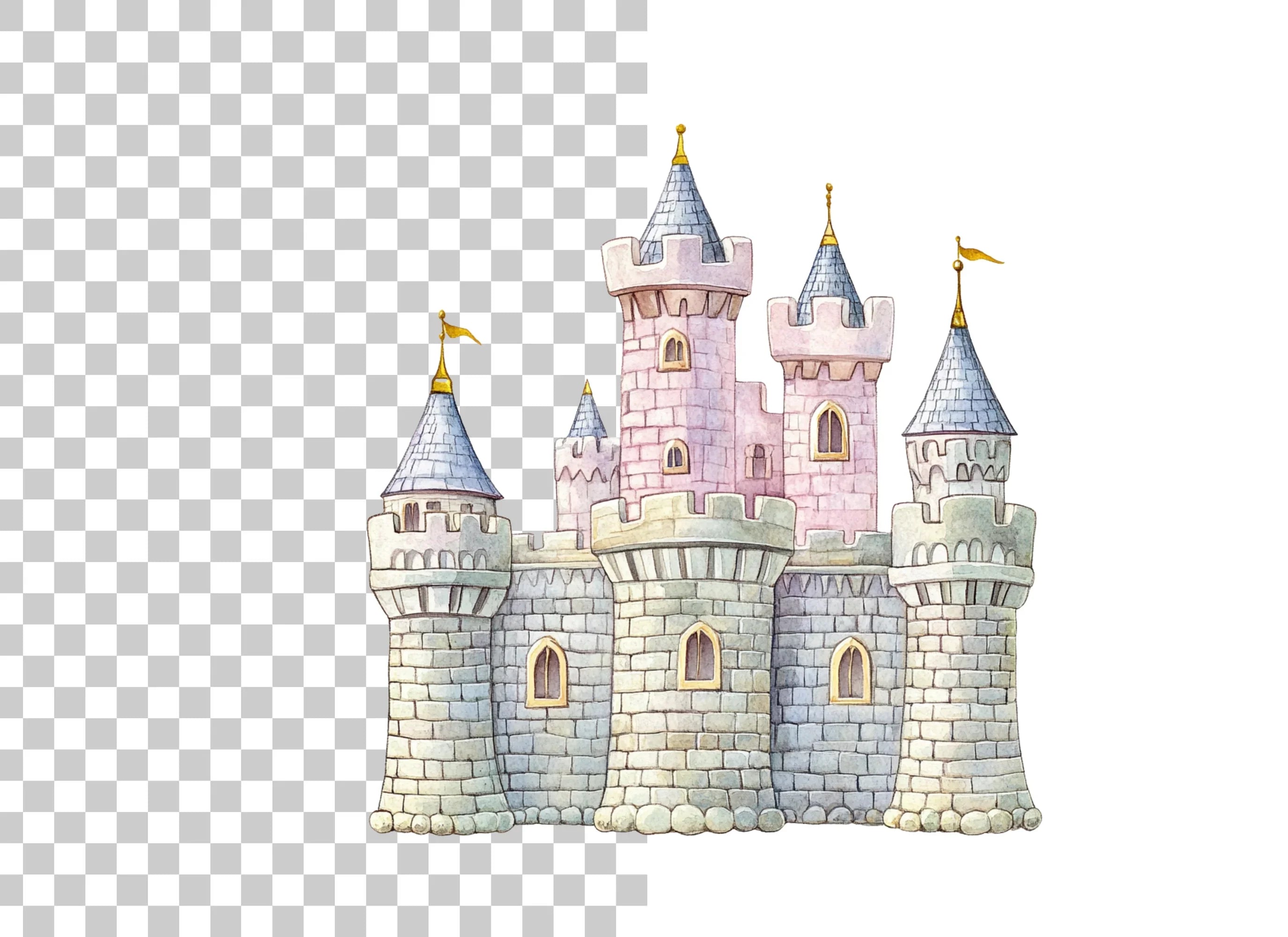 Fairytale Princess Castle Clipart Bundle
