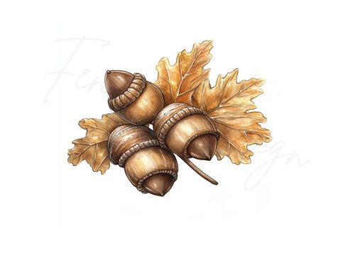 Acorn Oak Leaf Clipart Bundle