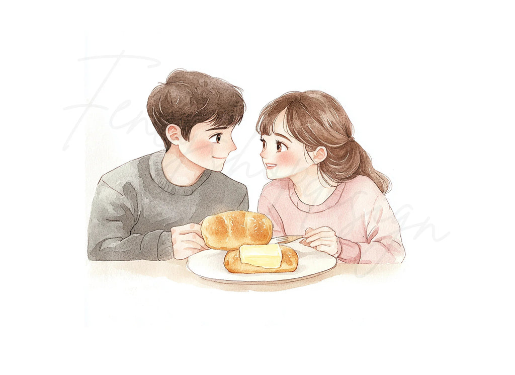 Couple Breakfast Clipart Bundle