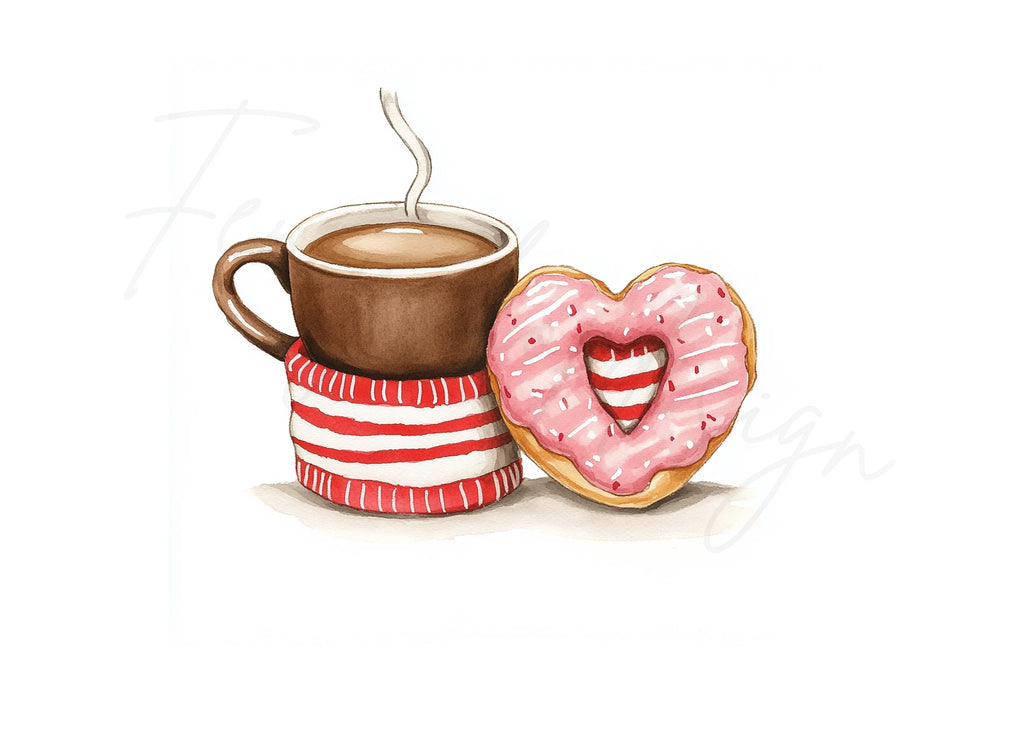 Cozy Coffee and Donut Valentine Clipart Bundle