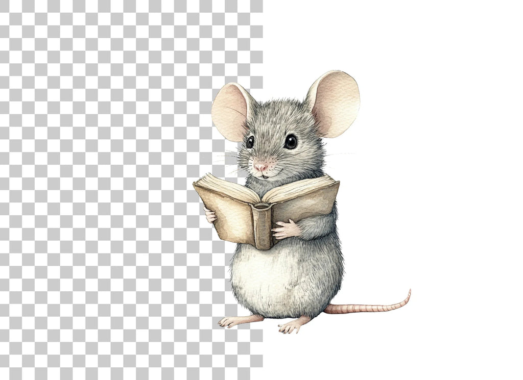 Cute Mice Reading Books Clipart Bundle