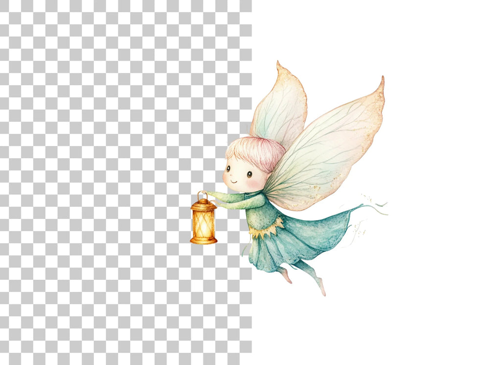 Whimsical Fairies with Lanterns Clipart Bundle
