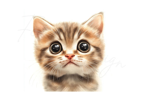 Adorable Big Eyed Kitten Faces Clipart Bundle