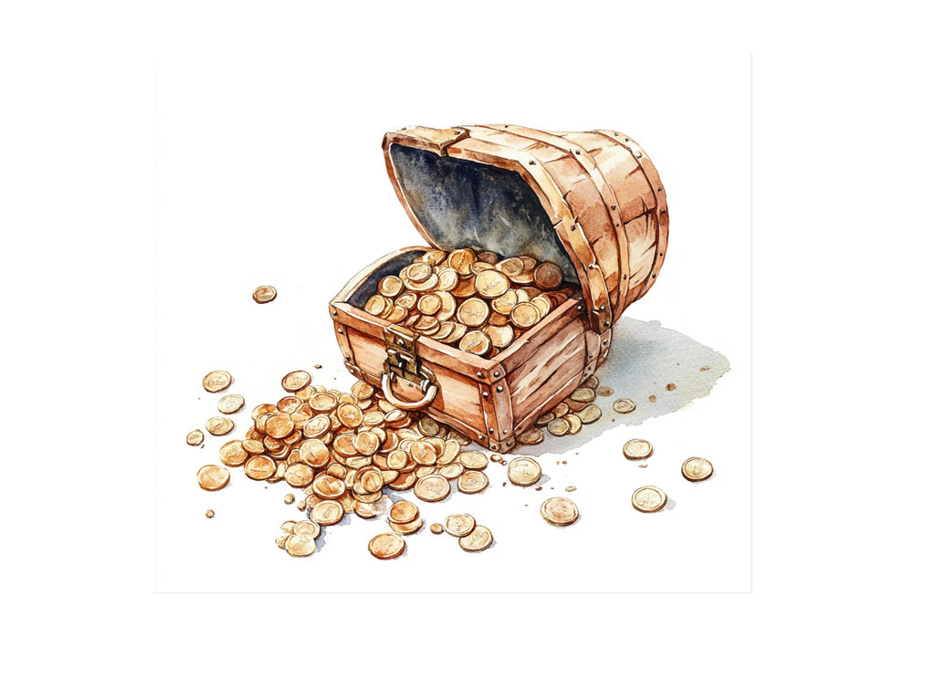 Wooden Treasure Chests with Gold Clipart Bundle