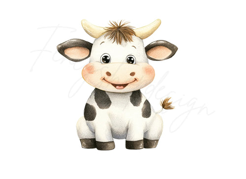Adorable Baby Cow Clipart Bundle