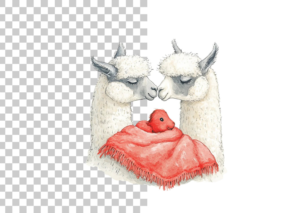 Alpaca Family with Baby Clipart Bundle