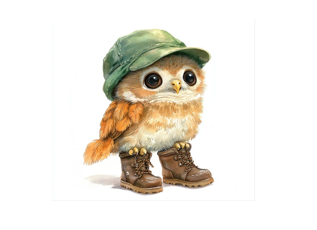 Baby Owls in Hats and Boots Clipart Bundle