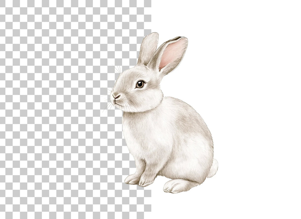 Cute White Bunny Rabbit Clipart Bundle