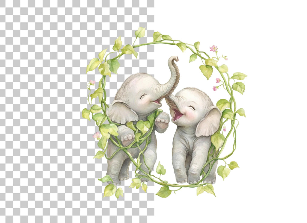 Cute Baby Elephant Clipart Bundle