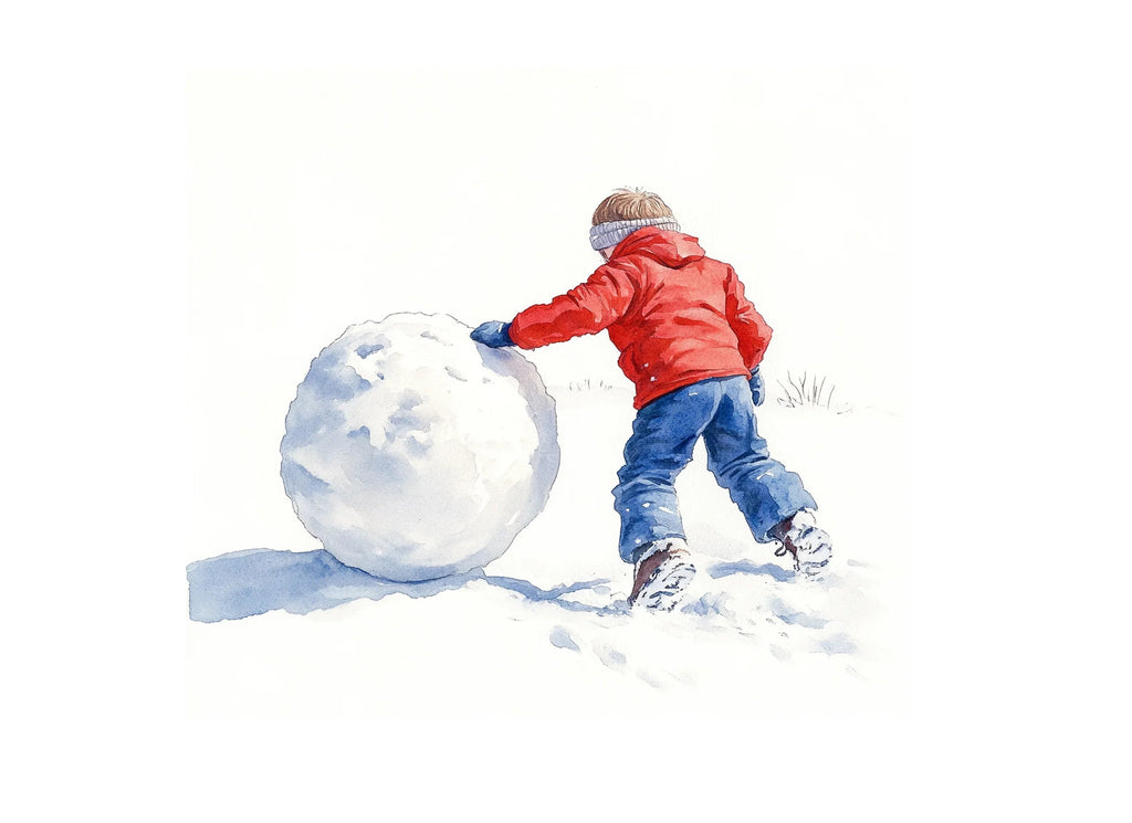 Boy Rolling Snowball Winter Clipart Bundle
