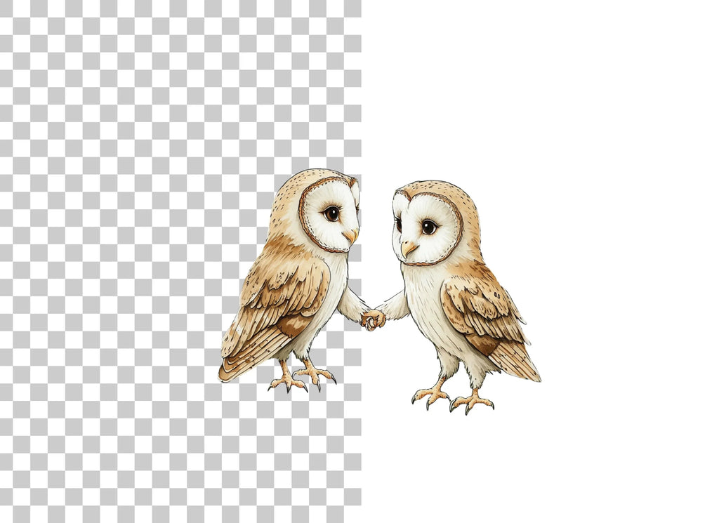 Cute Barn Owls Holding Hands Clipart Bundle