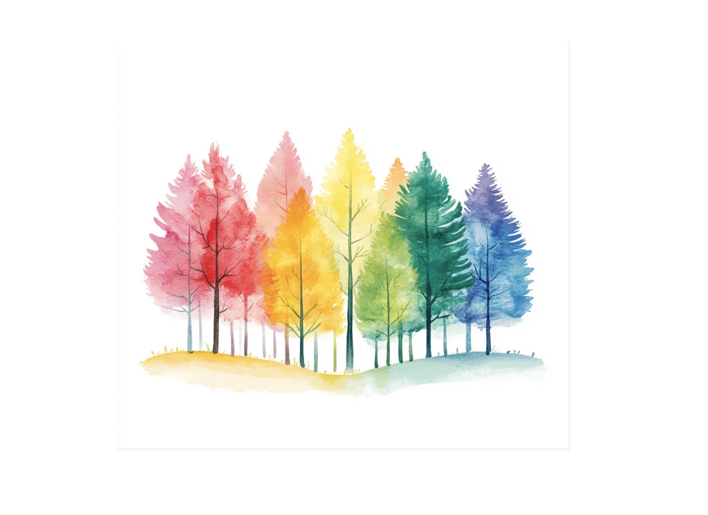Rainbow Pine Tree Clipart Bundle