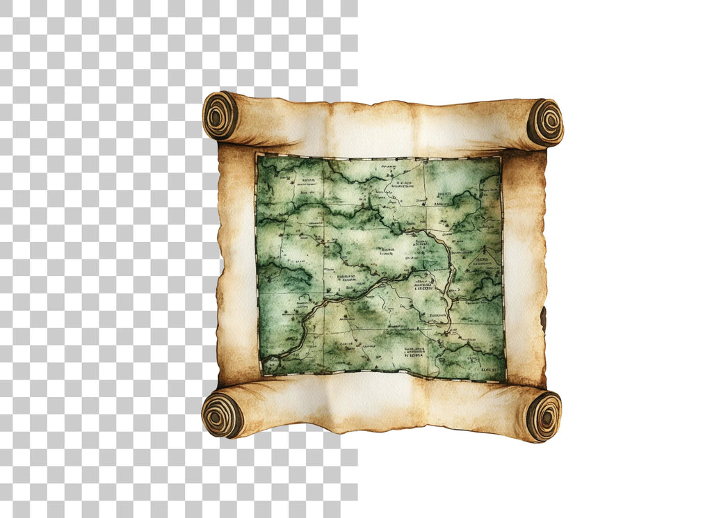 Fantasy World Map Scroll Clipart Bundle
