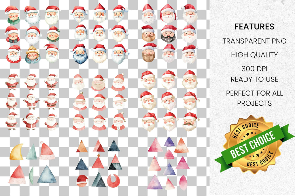 Santa Claus Faces Clipart Bundle
