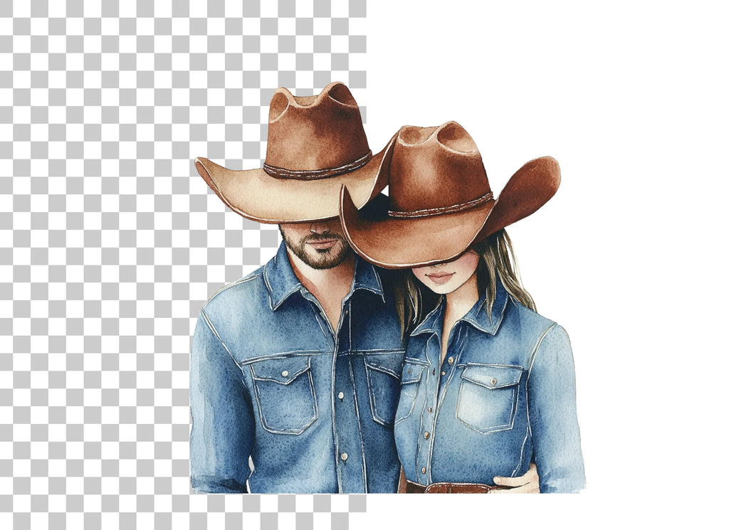 Denim Cowboy Couples Clipart Bundle