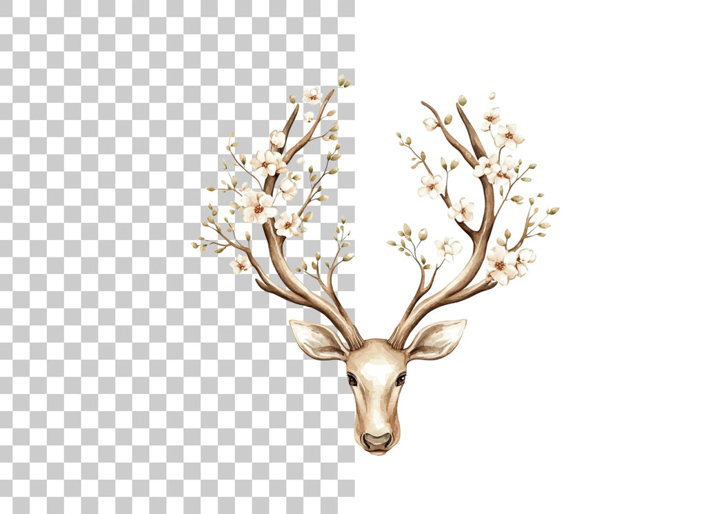 Deer Antlers with Flowers Clipart Bundle