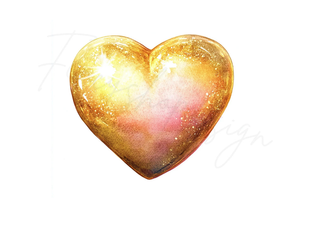 Sparkling Golden Hearts Clipart Bundle