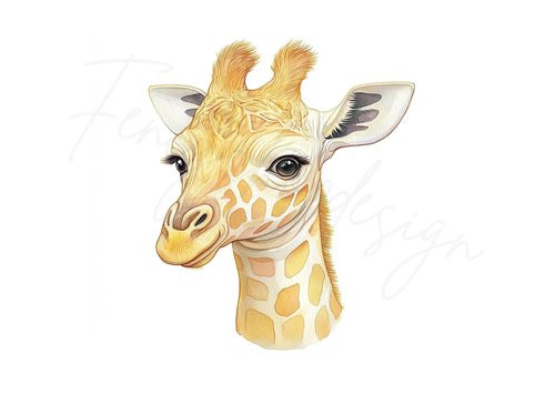 Adorable Baby Giraffe Head Clipart Bundle
