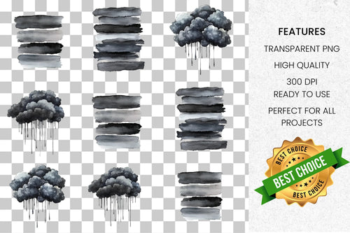 Abstract Black Elements Clipart Bundle