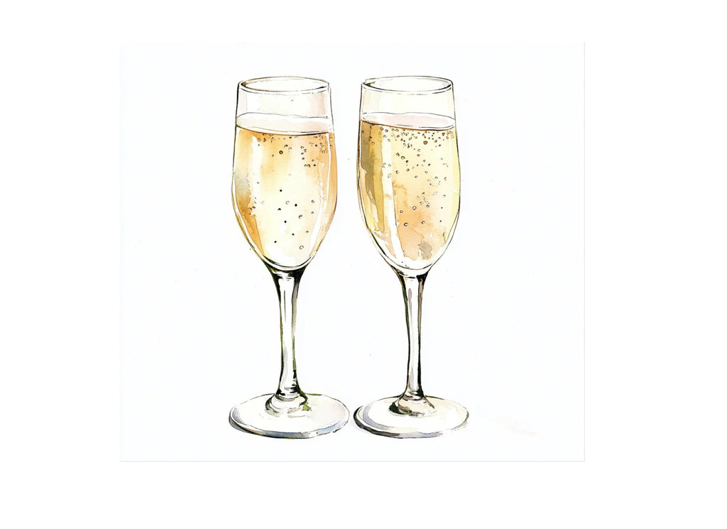 Elegant Champagne Flutes Clipart Bundle