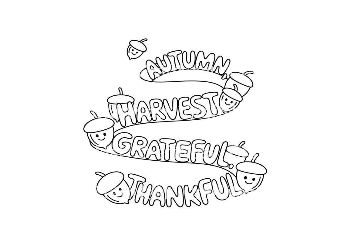 Autumn Harvest Acorn Word Coloring Books