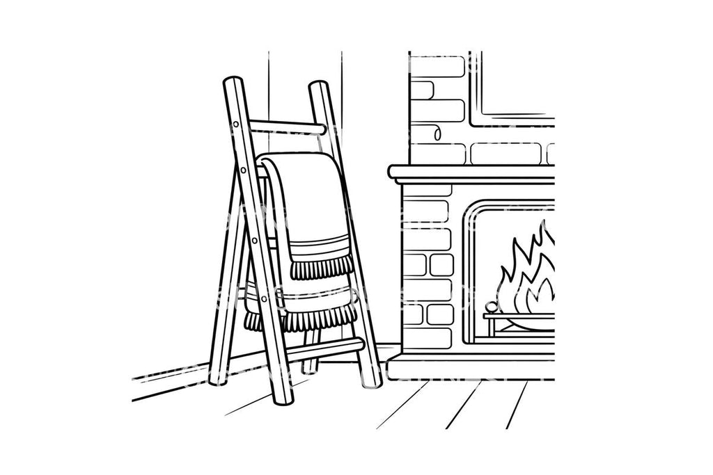 Autumn Fireplace with Blanket Ladder Coloring Books