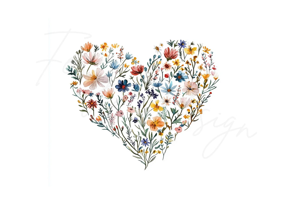 Delicate Floral Heart Clipart Bundle