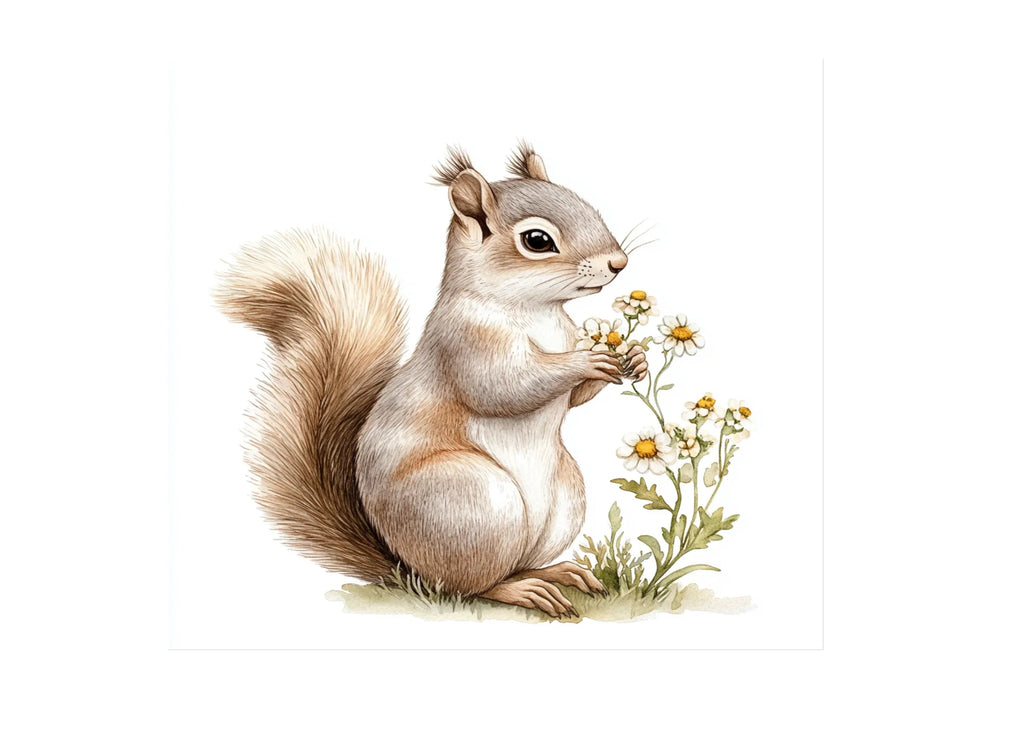 Squirrels with Flowers Clipart Bundle