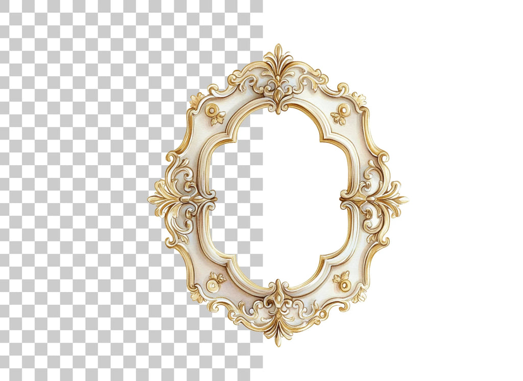 Elegant Gold White Ornate Frames Clipart Bundle