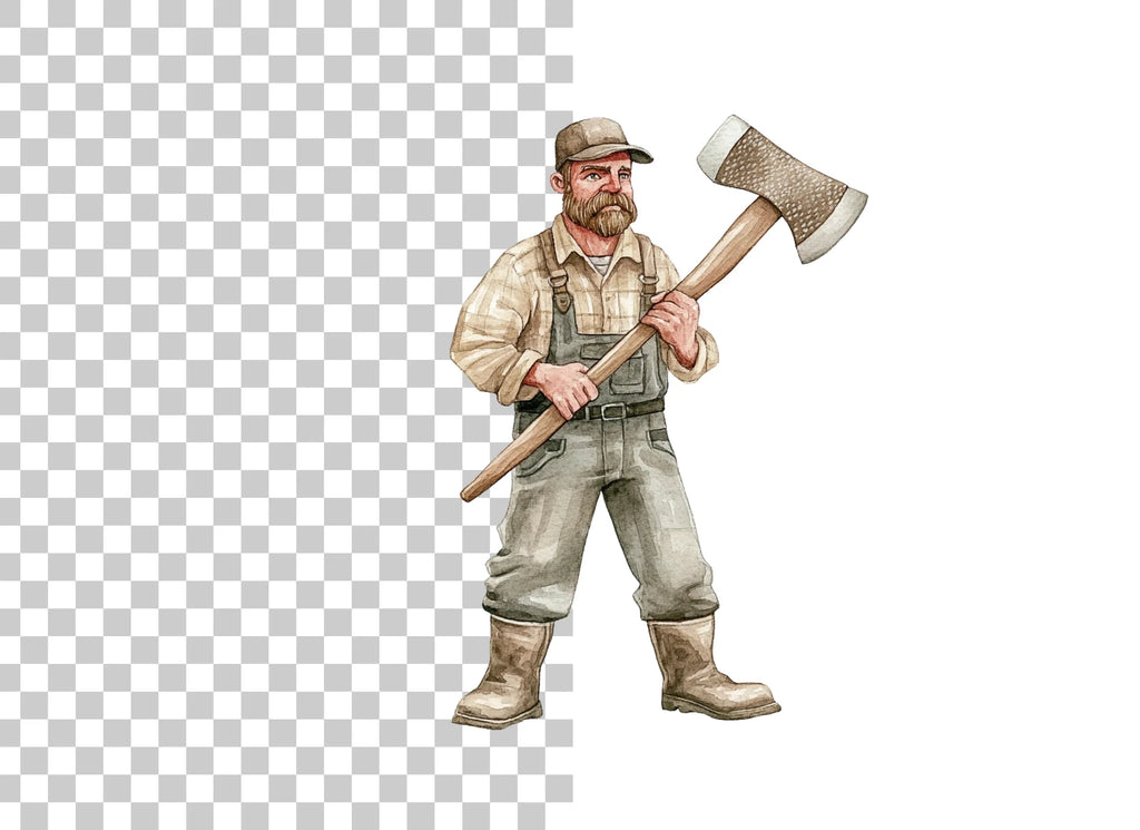 Lumberjack With Axe Clipart Bundle