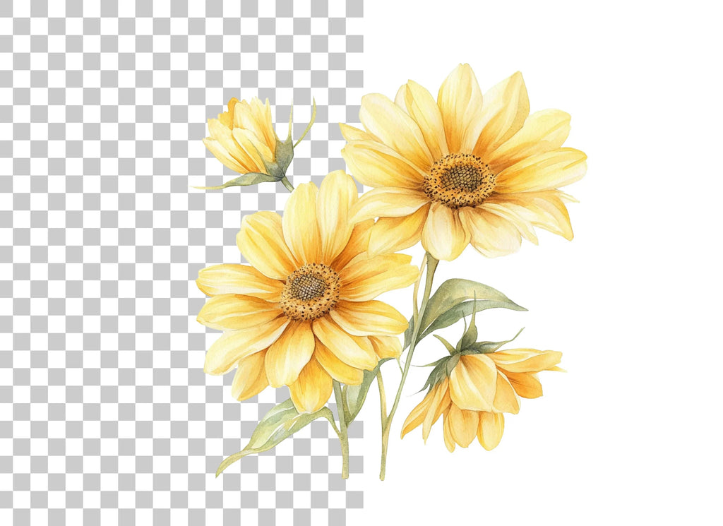 Yellow Daisy Clipart Bundle