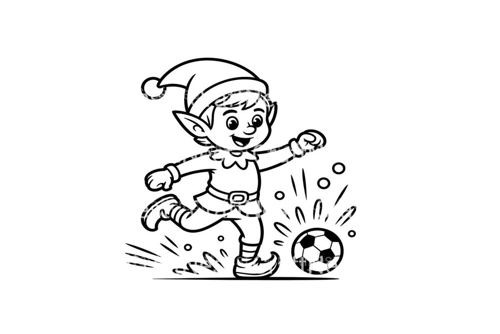 Dynamic Elf Soccer Action Coloring Books