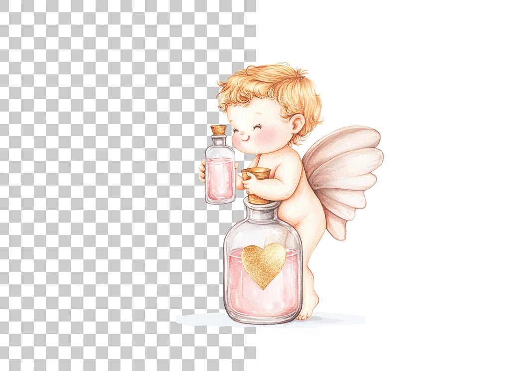 Cute Cupid Love Potion Clipart Bundle