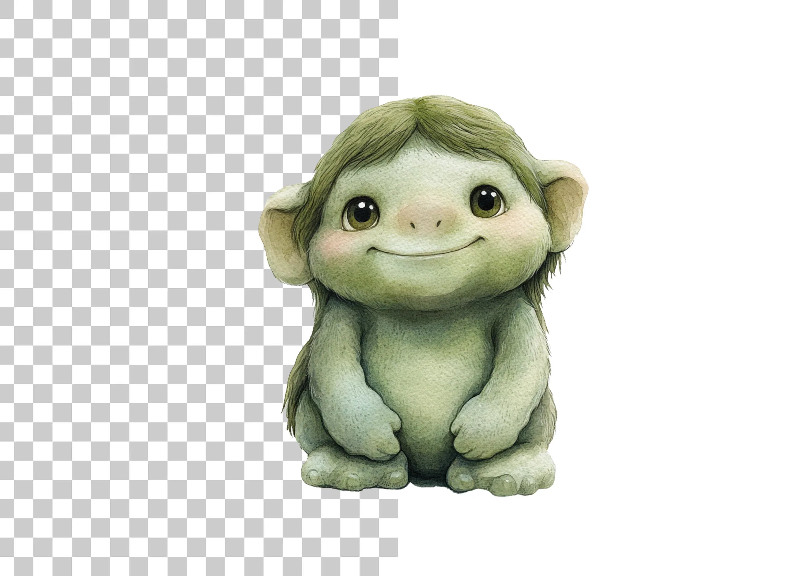 Cute Green Troll Creature Clipart Bundle