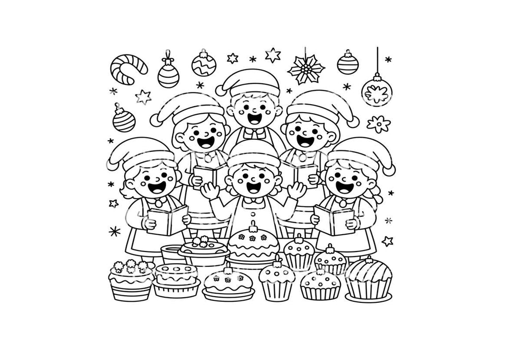 Christmas Carolers and Bakers Coloring Books