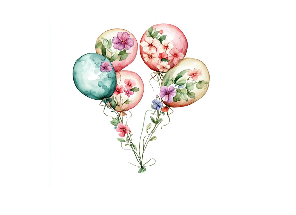 Floral Balloon Bouquets Clipart Bundle