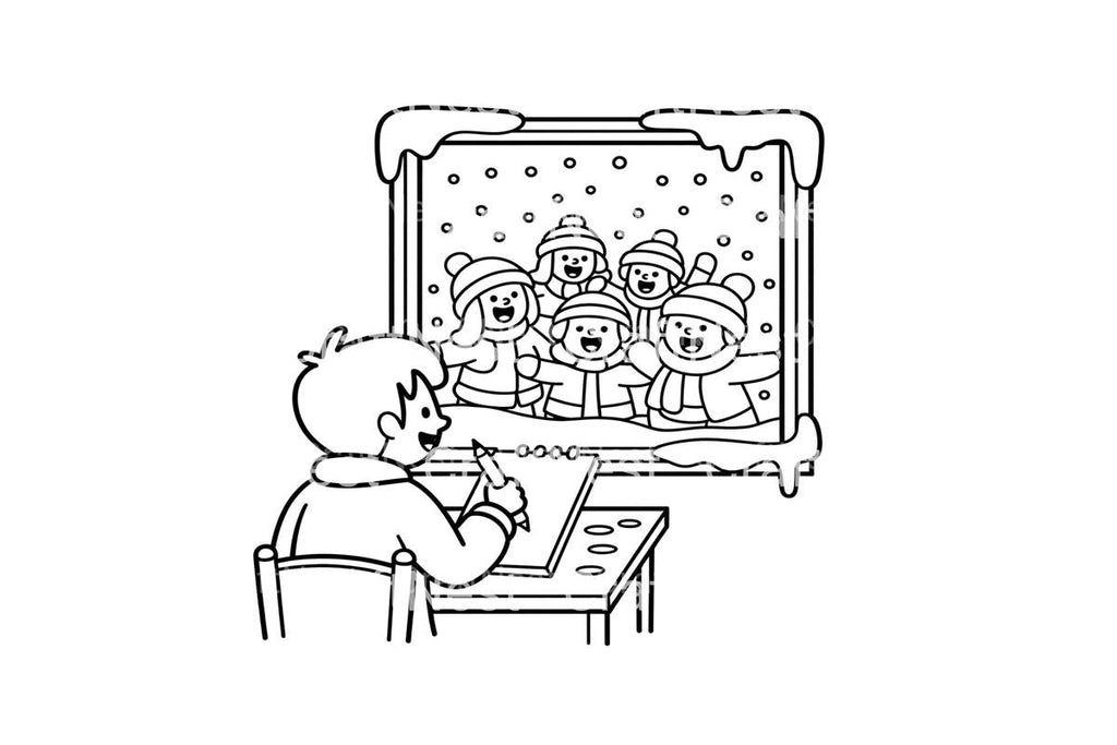 Christmas Carolers Winter Scene Coloring Books