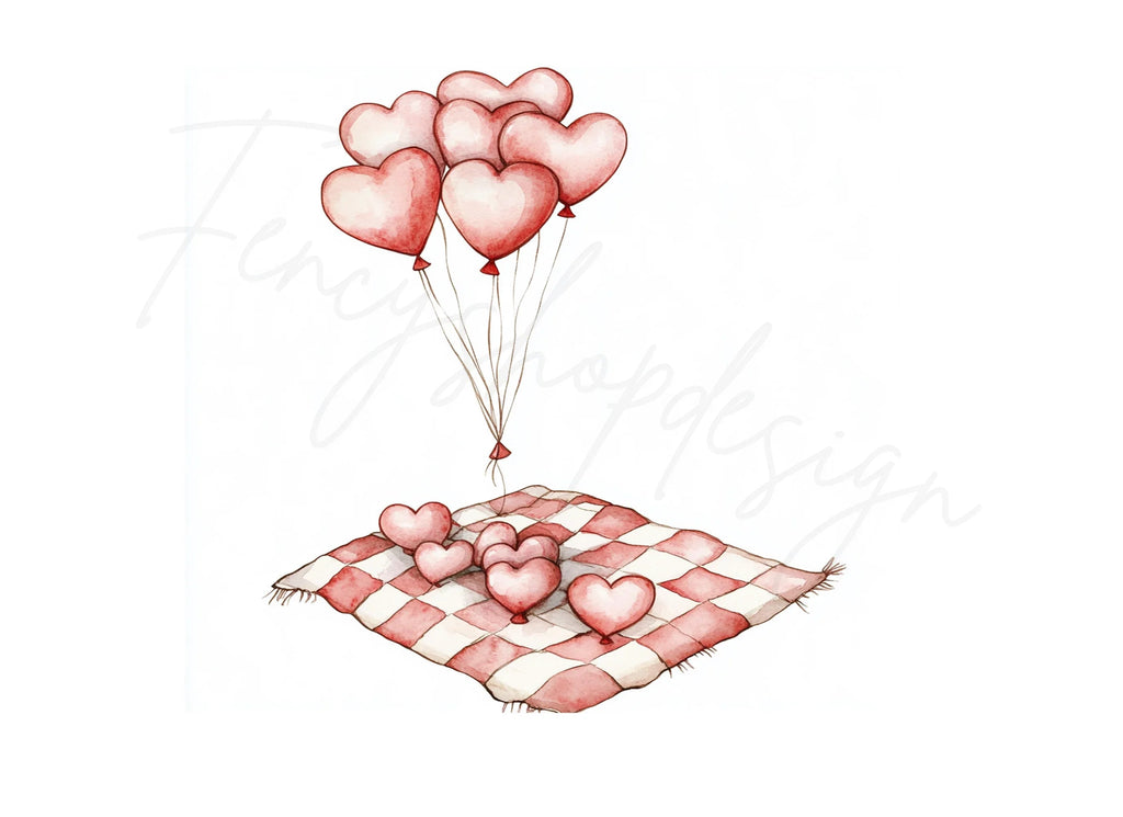 Heart Balloons Picnic Clipart Bundle