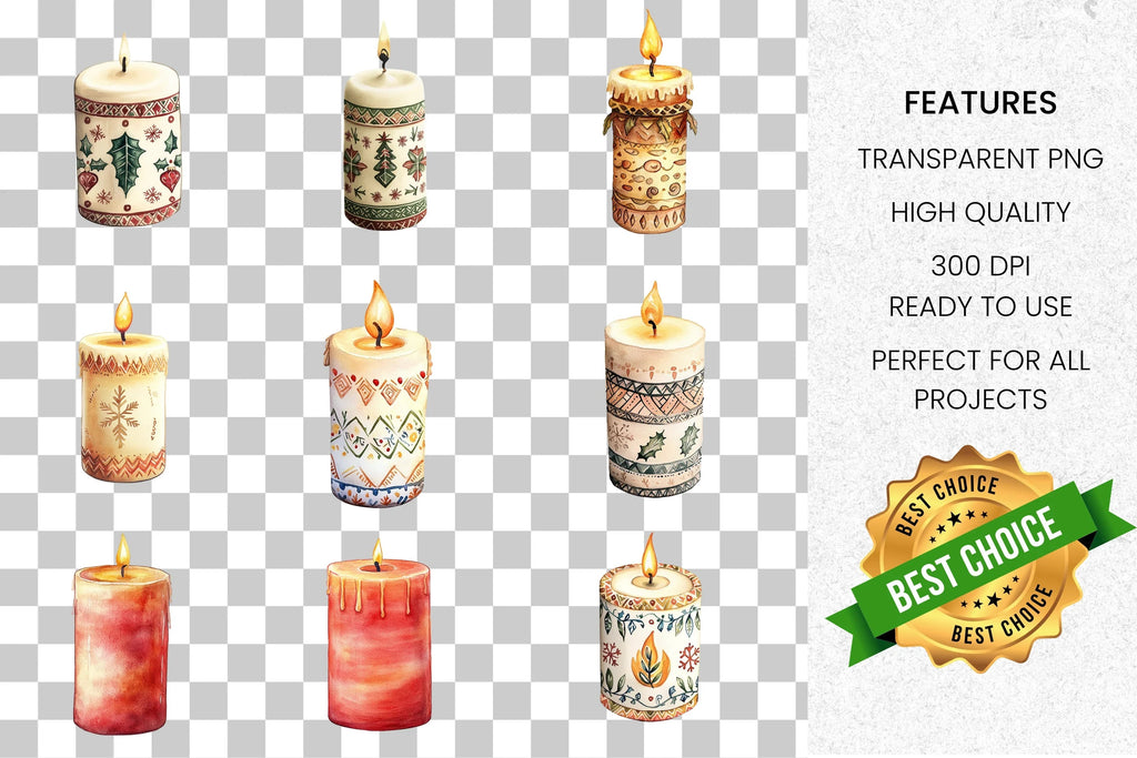 Christmas Candles Clipart Bundle