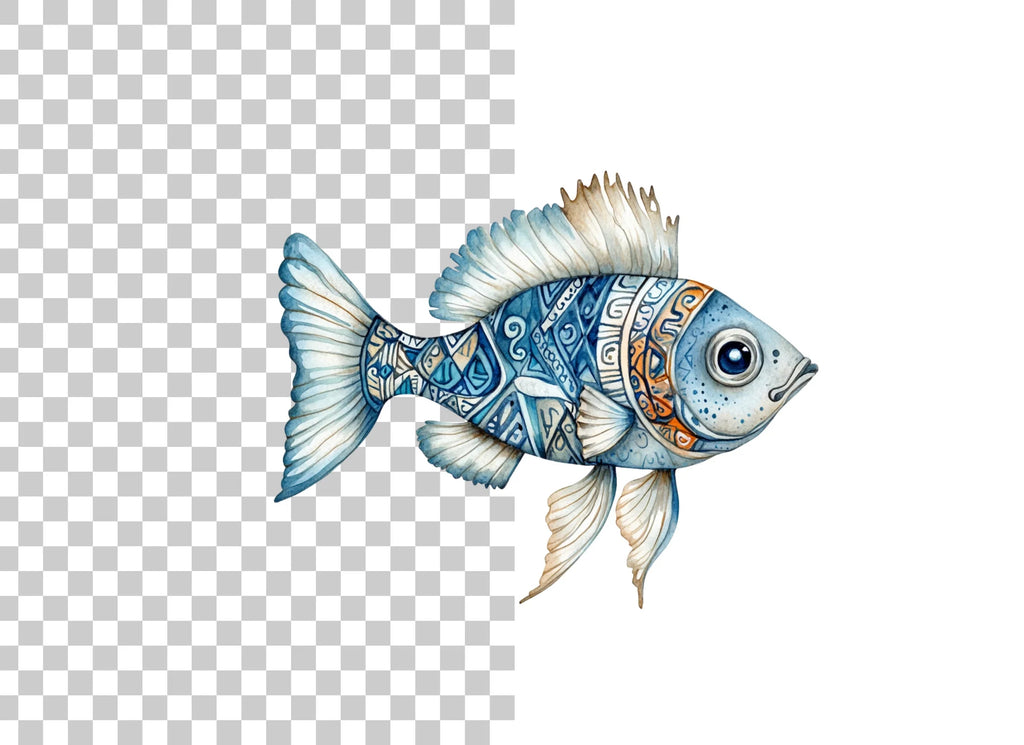 Decorative Blue Fish Clipart Bundle
