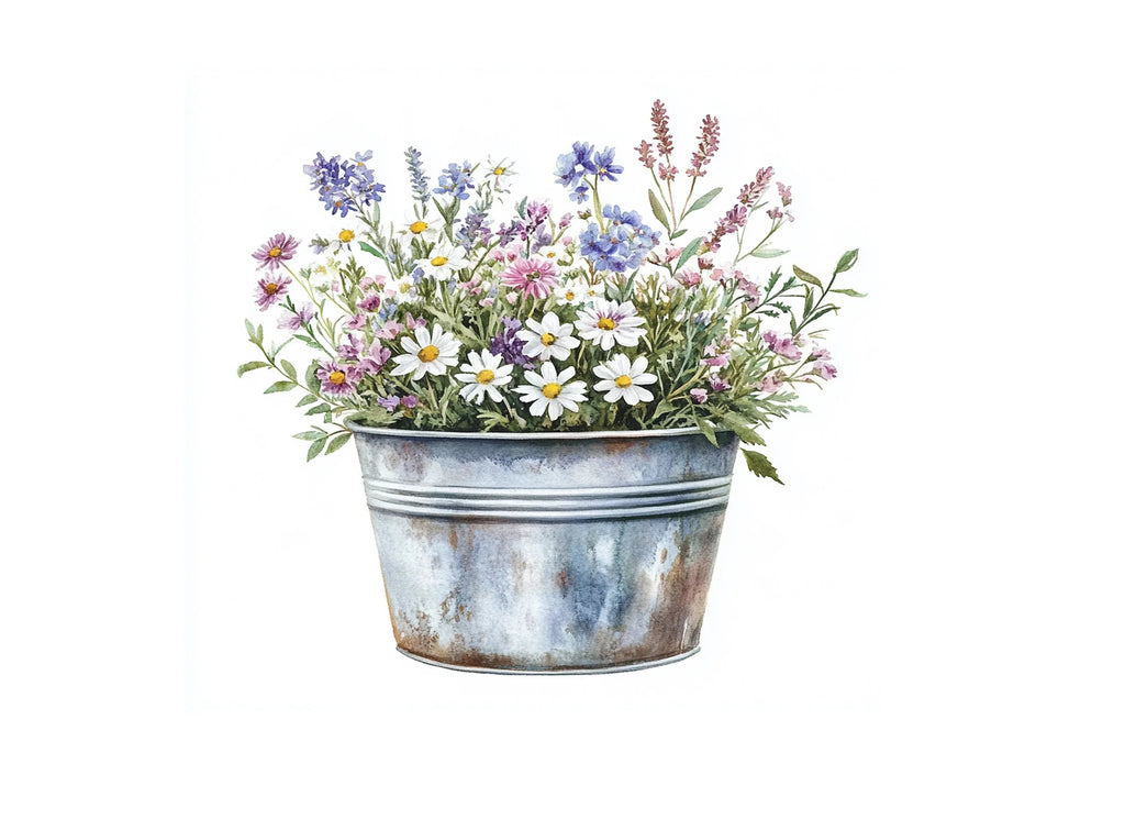 Flower Buckets Clipart Bundle