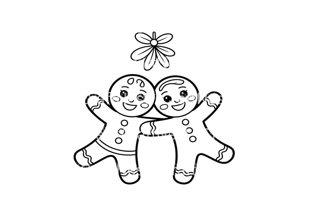Gingerbread Couple Mistletoe Coloring Books