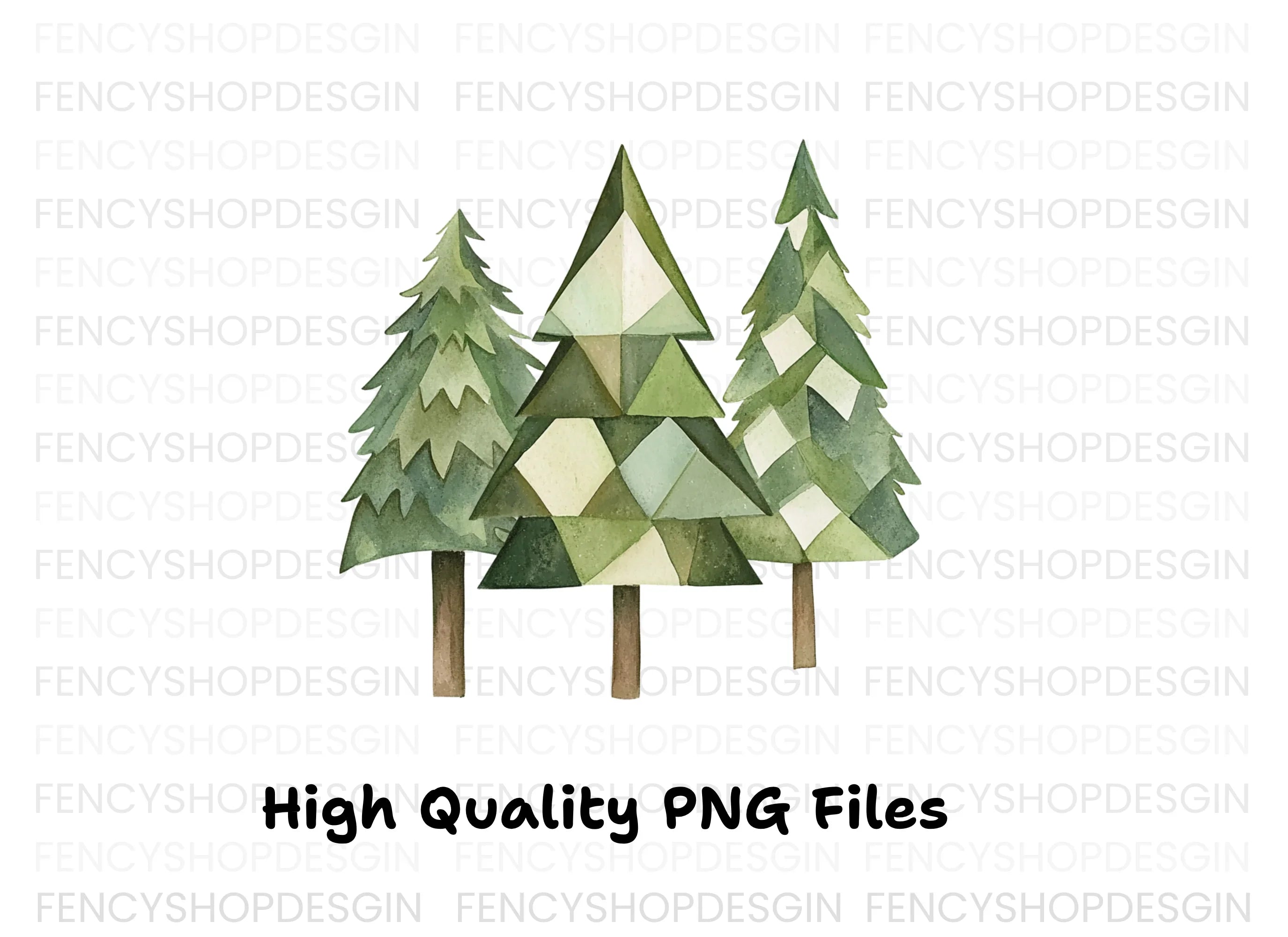 Geometric Christmas Trees Clipart Bundle