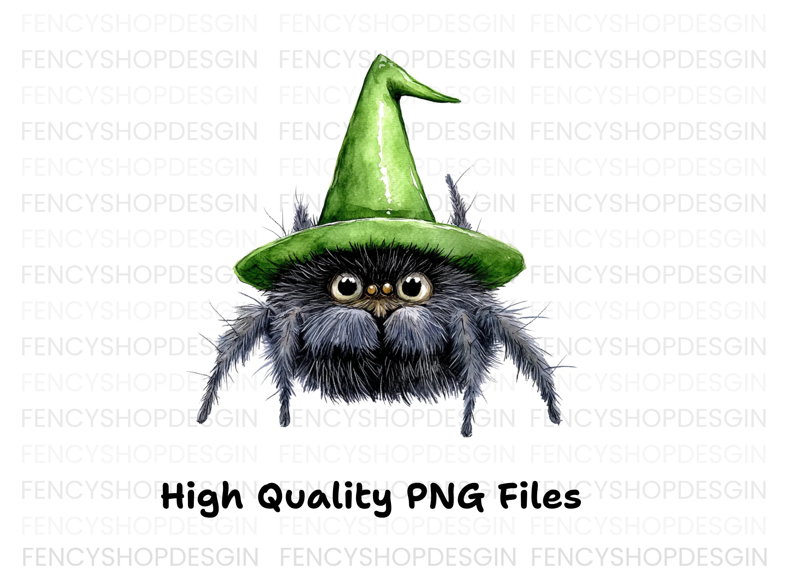 Cute Spider Witch Hat Halloween Clipart Bundle
