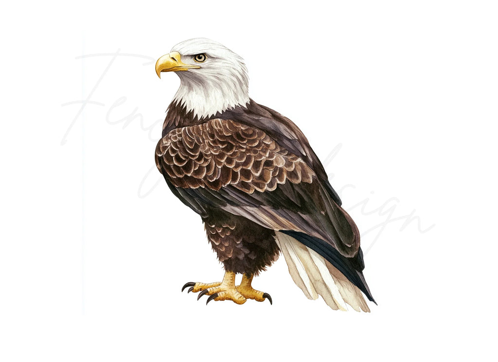 Realistic Bald Eagle Standing Clipart Bundle