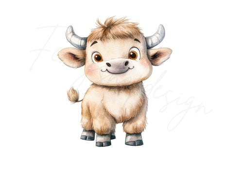 Adorable Baby Bull Clipart Bundle