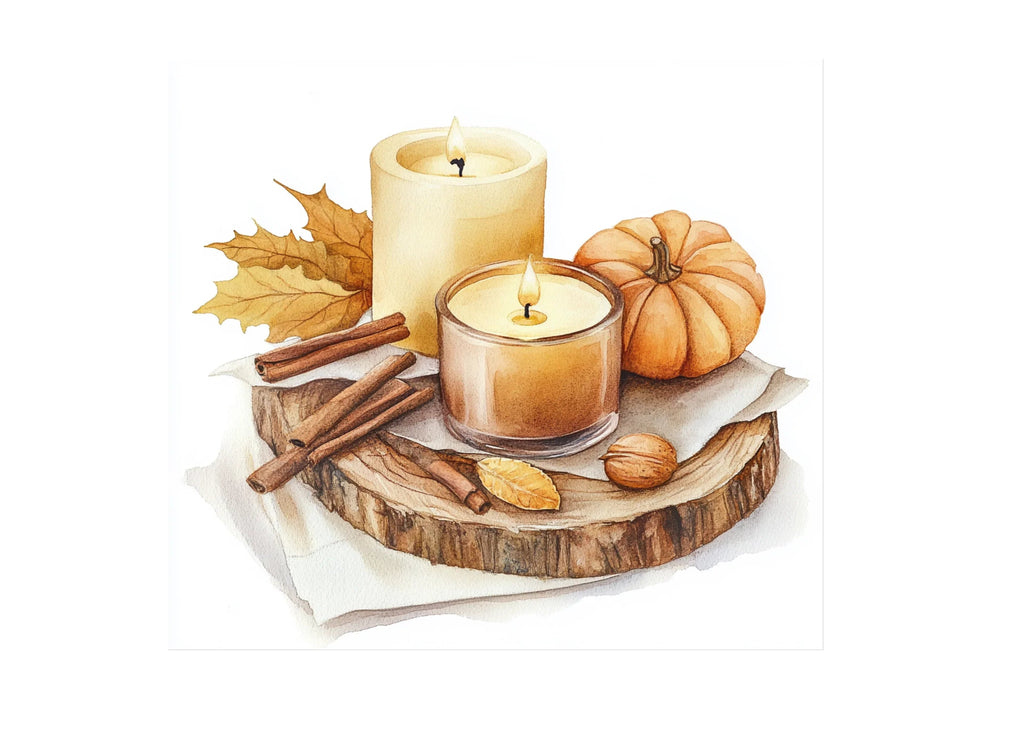 Autumn Candles and Pumpkins Clipart Bundle